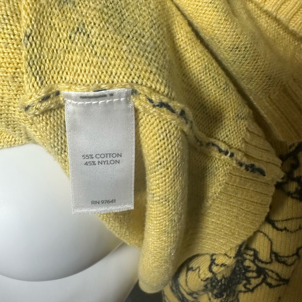 J. Jill Yellow Floral Crew Neck Sweater Soft Butterflies S - Picture 4 of 8